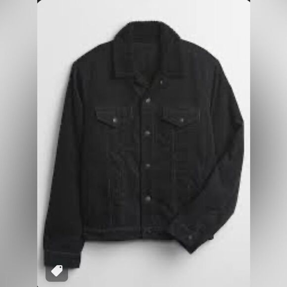 Gap Factory Sherpa Icon Denim Jacket w/Washwell Washed Black XL NWT IN PKG - Picture 1 of 7